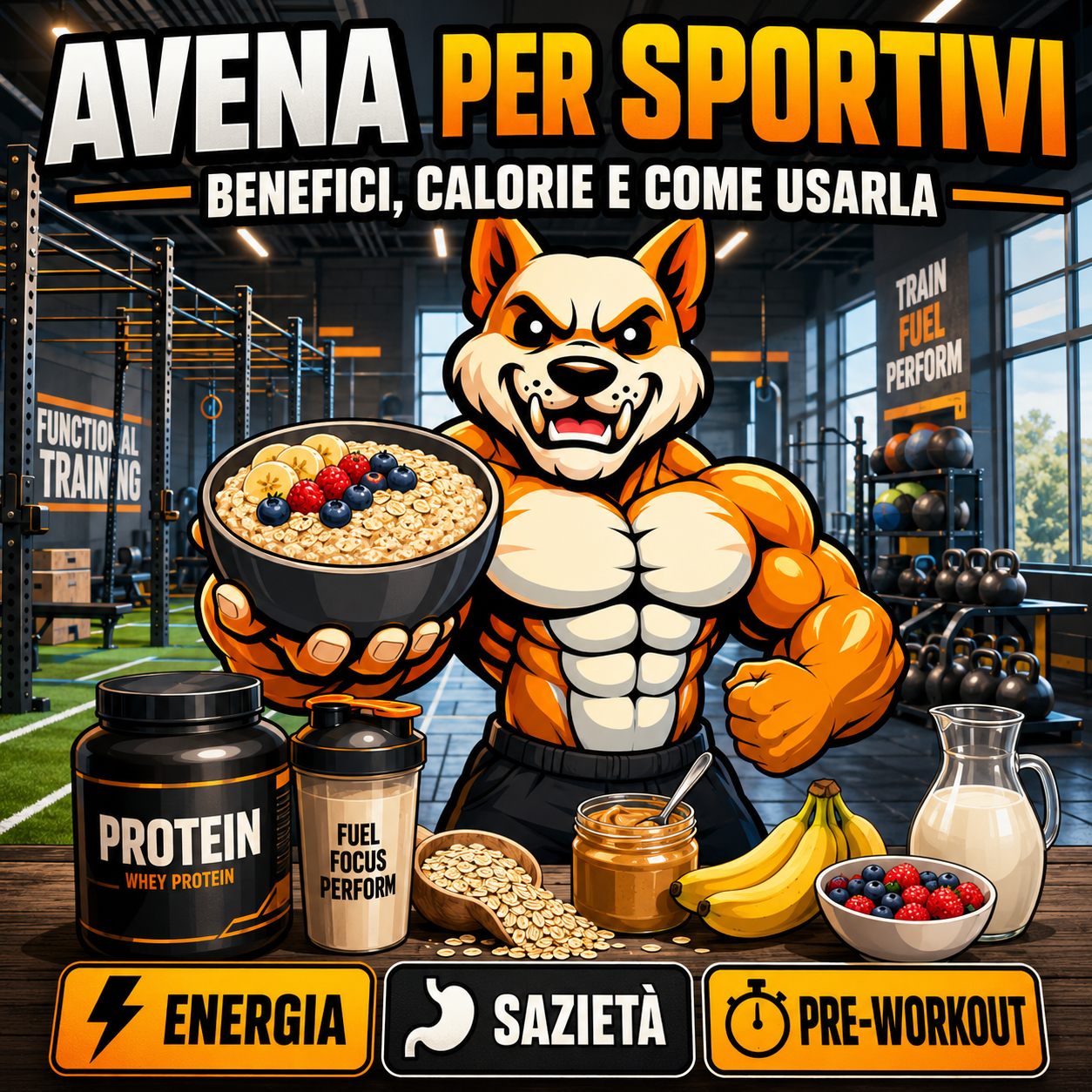 <p>Avena per sportivi: benefici, calorie e come usarla</p>
