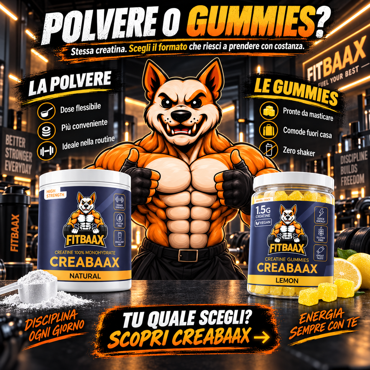 <p>Creatina in polvere o gommose: quale formato scegliere</p>
